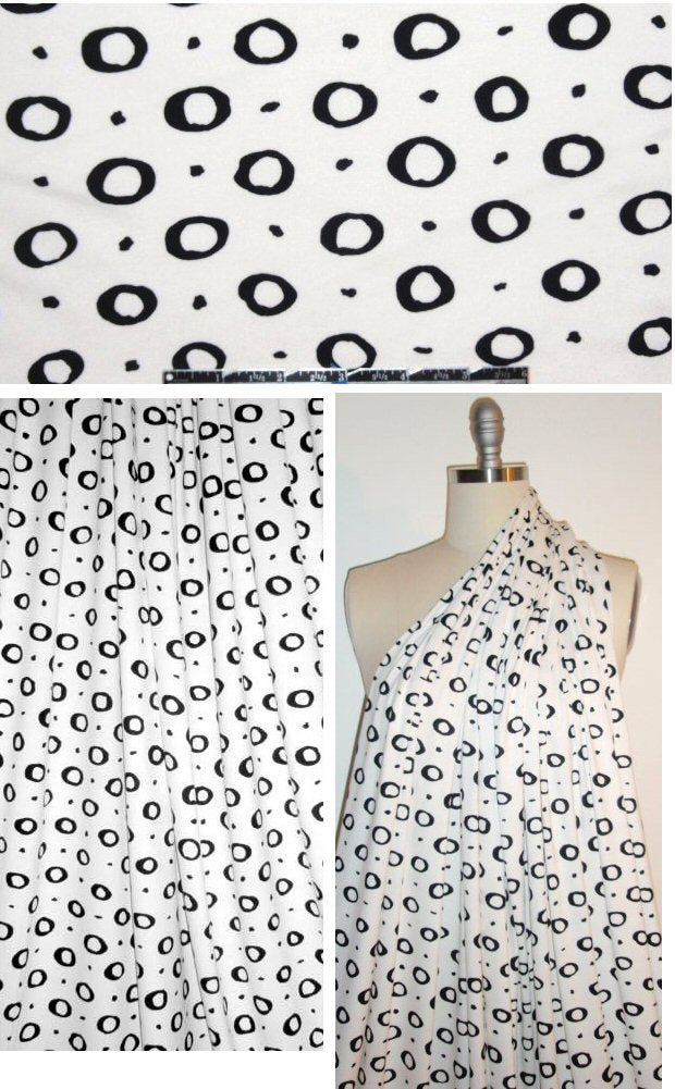Italian circle-dot graphic print rayon/lycra knit 1.5 yd