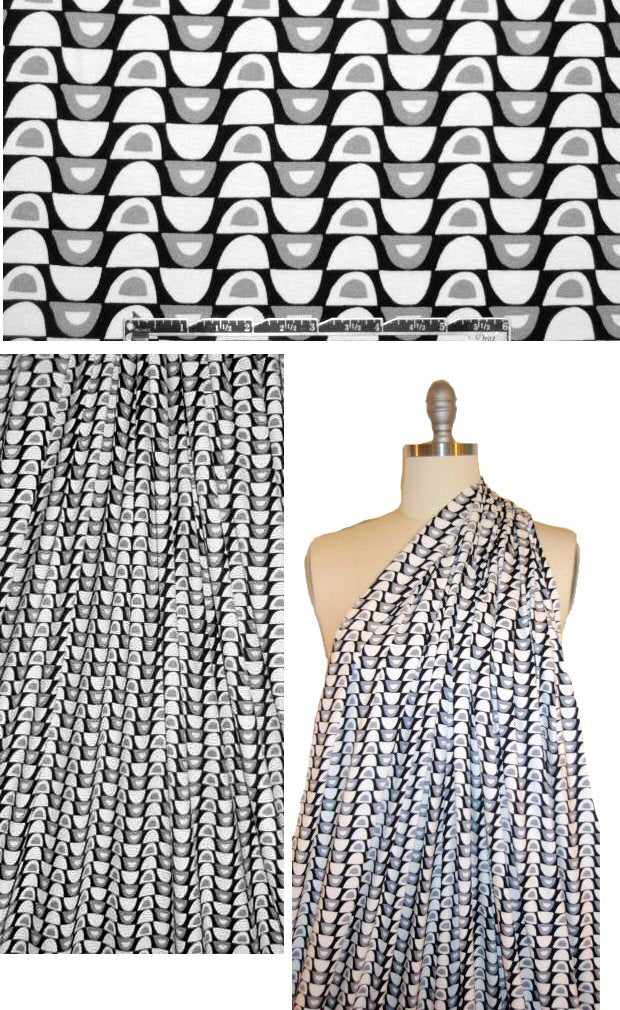 black/white/gray graphic rayon/lycra knit