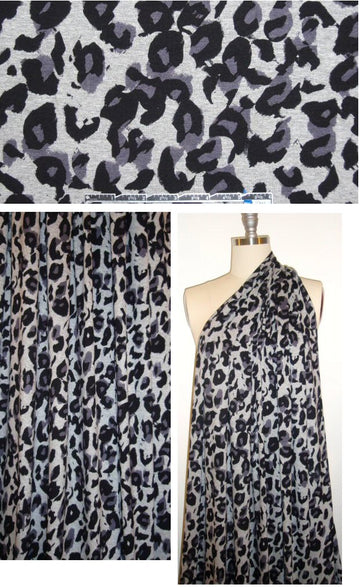 stylized cheetah print rayon/lycra knit - black/gray 1.875 yds