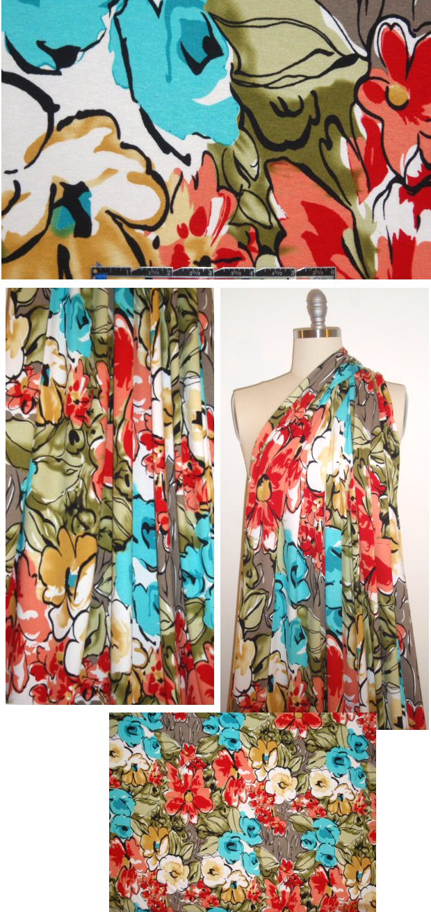 bold strokes floral rayon/lycra knit 1.625 yd