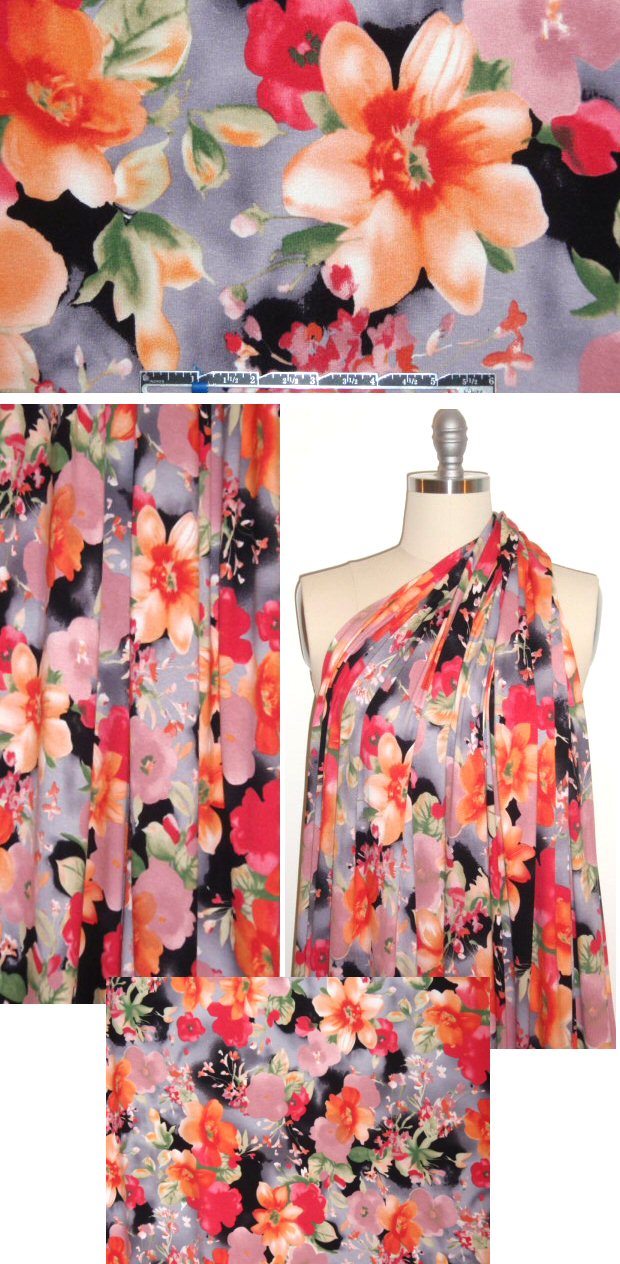 april showers floral rayon/lycra knit 1.375 yds