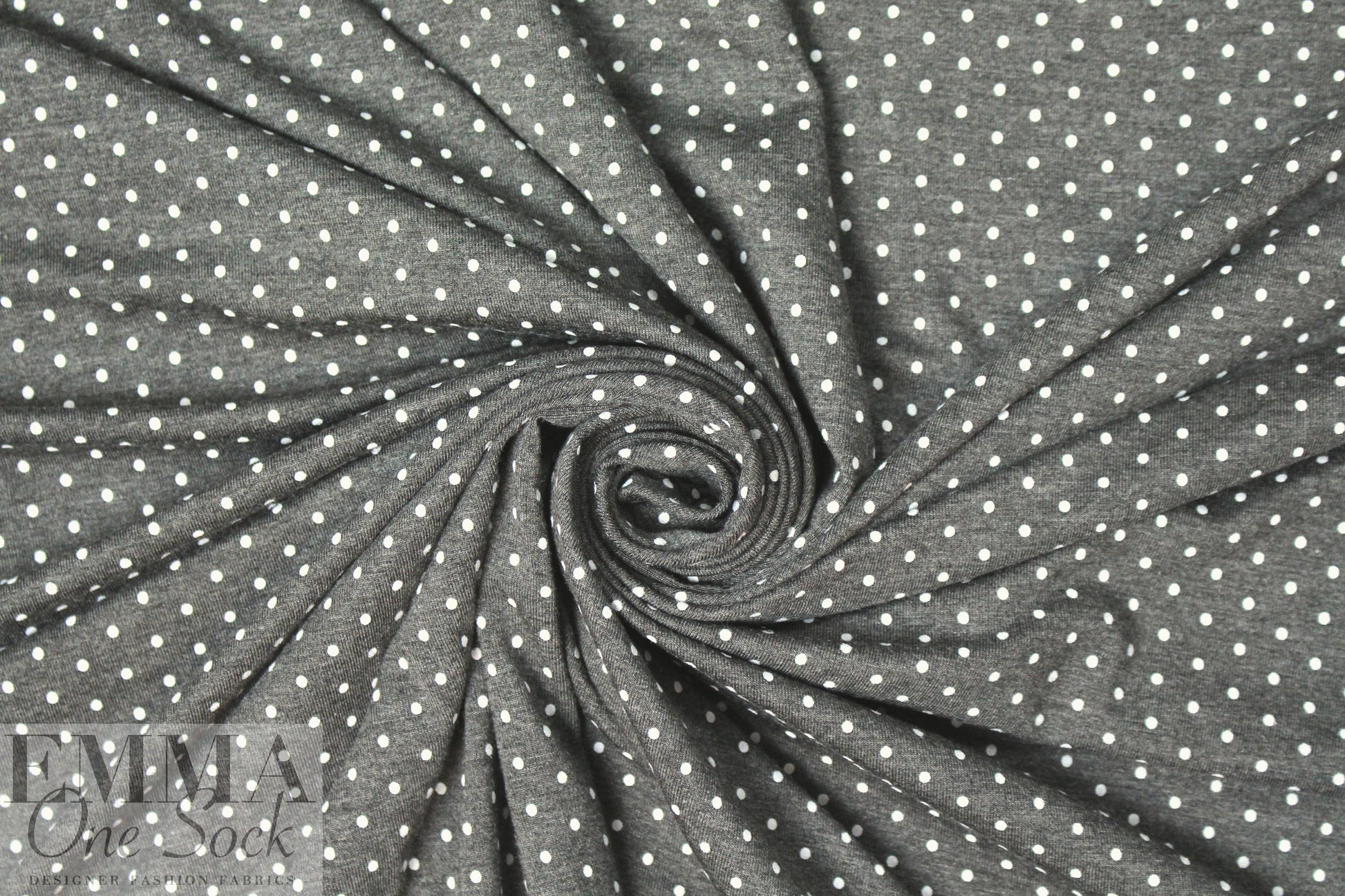 soft and drapey bamboo/spandex jersey - charcoal dots .75 yds