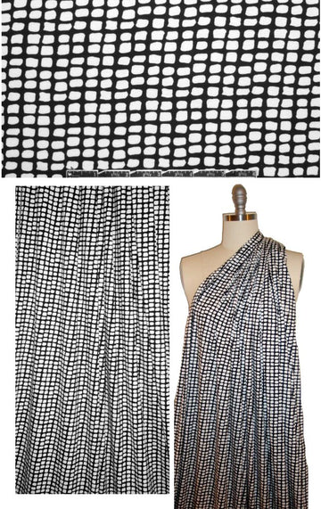 black/white tile graphic rayon/spandex knit .75 yds