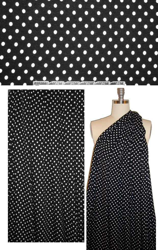 black/white polkadot graphic rayon/lycra knit 1.3 yds