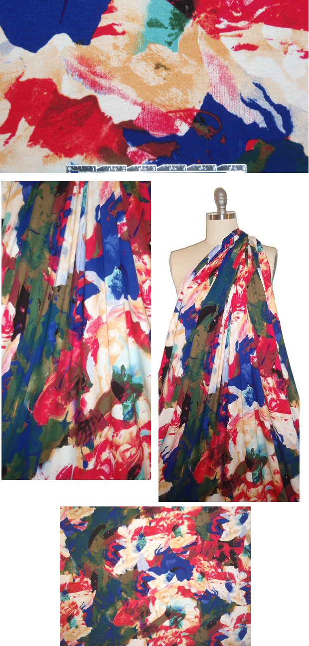 'painter's floral' rayon/lycra knit - pink/liberty/forest