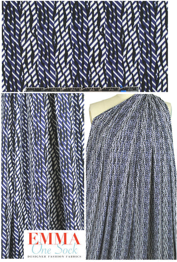 NY designer navy/black/white graphic ITY knit 1.75 yds