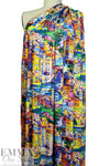 Italian digital viscose knit - urban waterfront