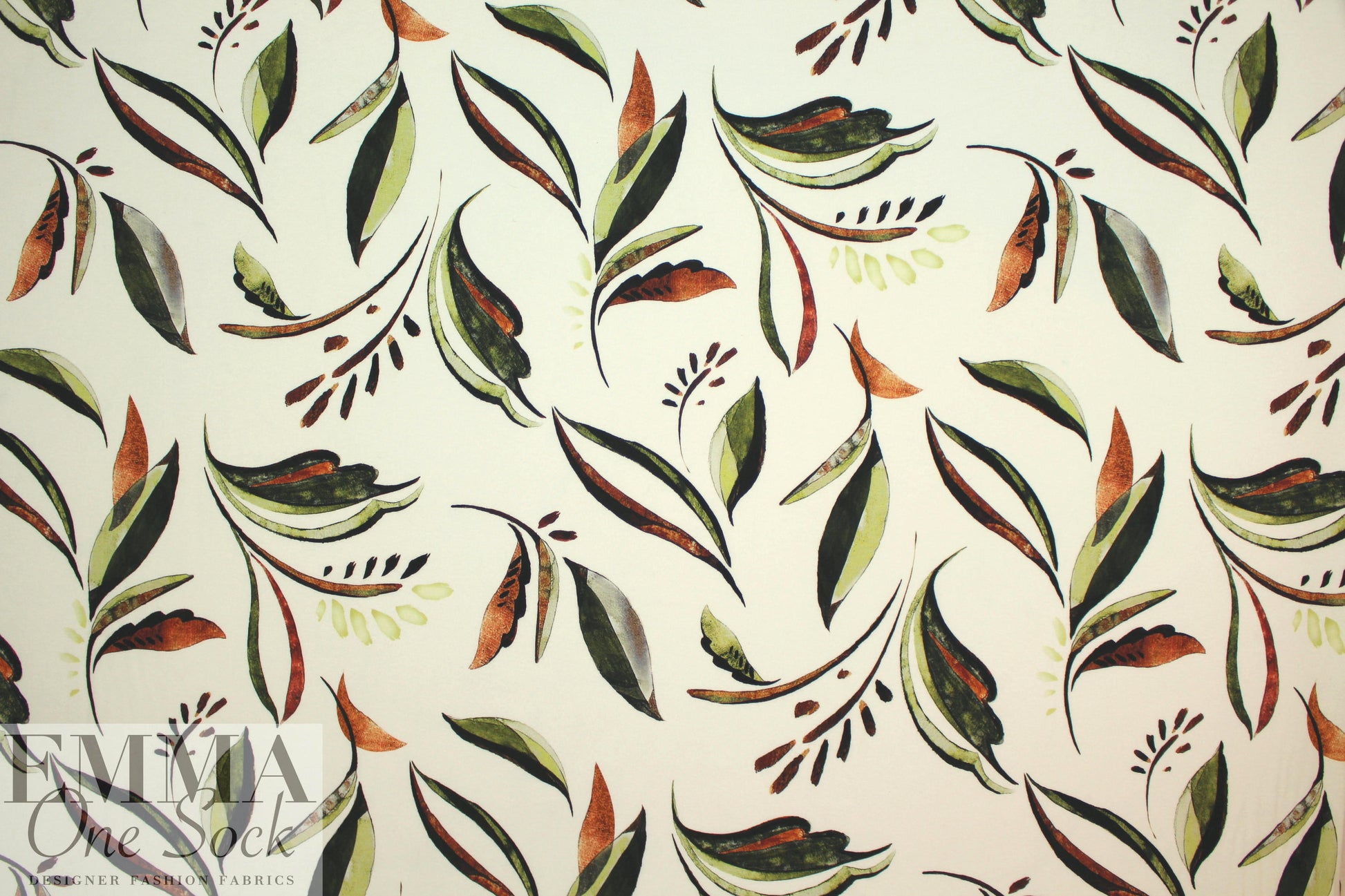 Italian digital viscose knit - lyrical leaves