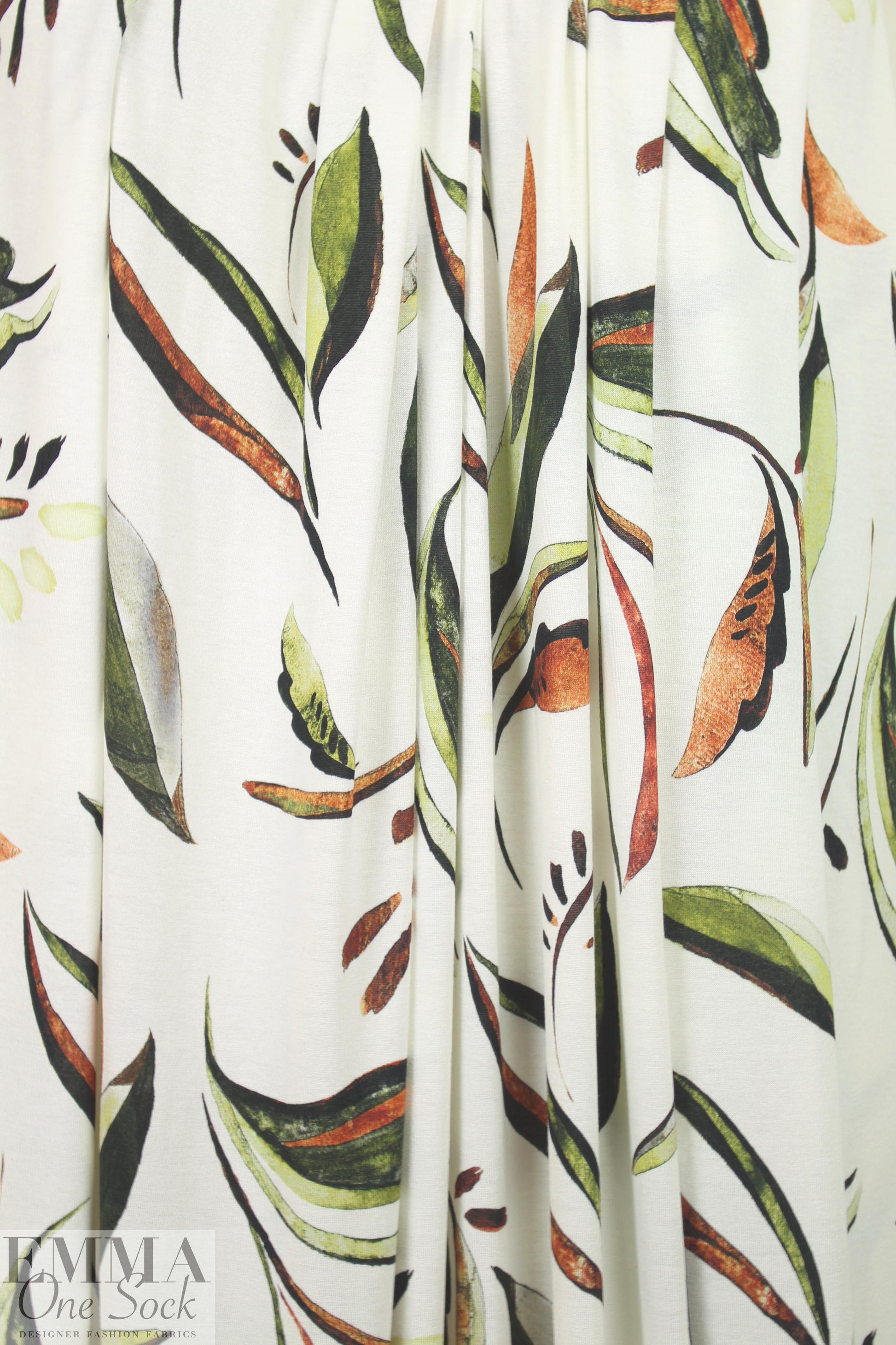 Italian digital viscose knit - lyrical leaves