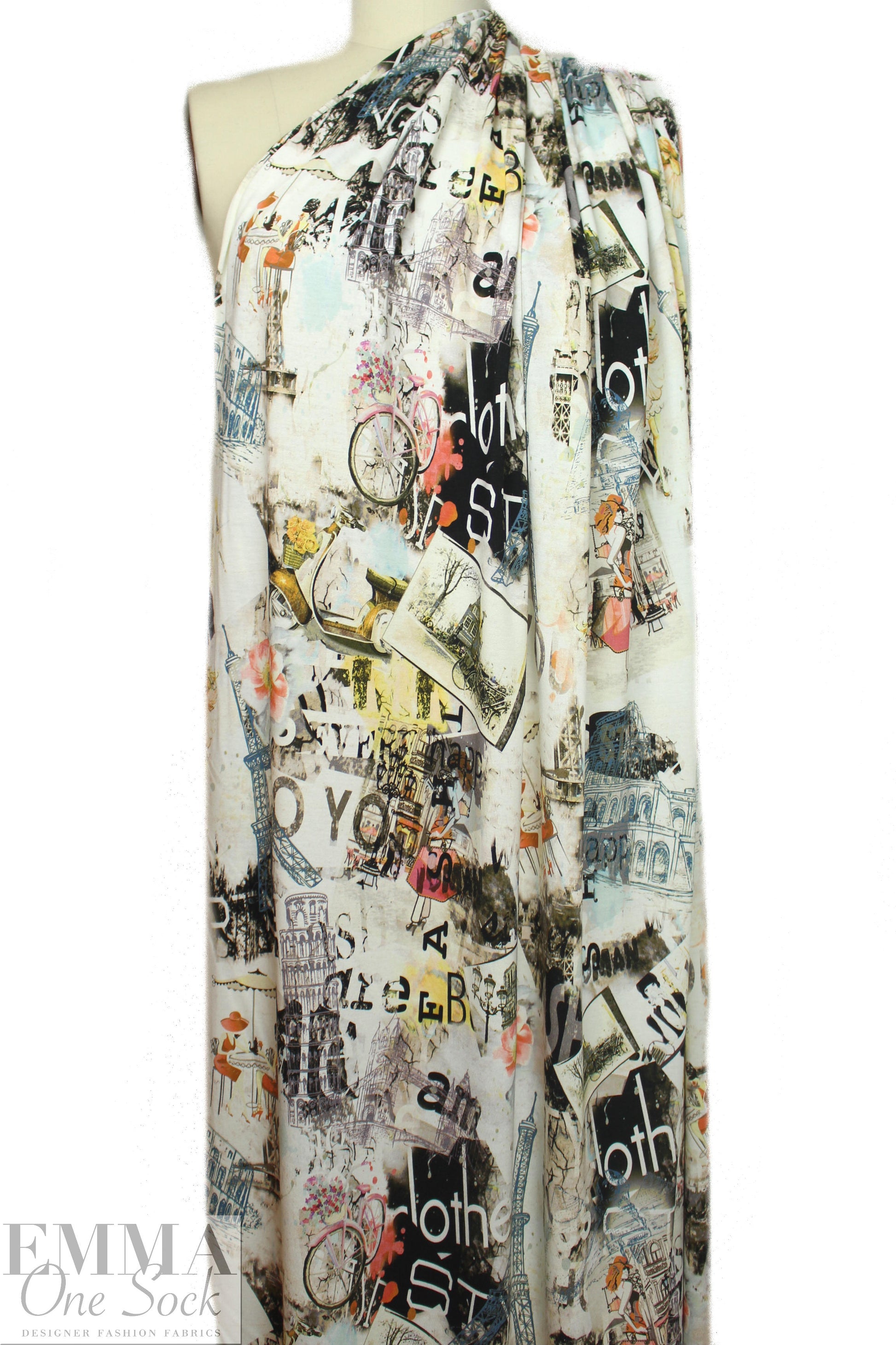 Italian digital viscose knit - travelogue