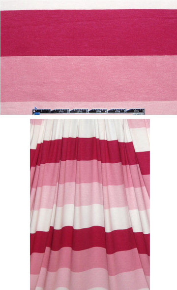 CA designer wide pink stripes rayon/lycra knit .875 yds
