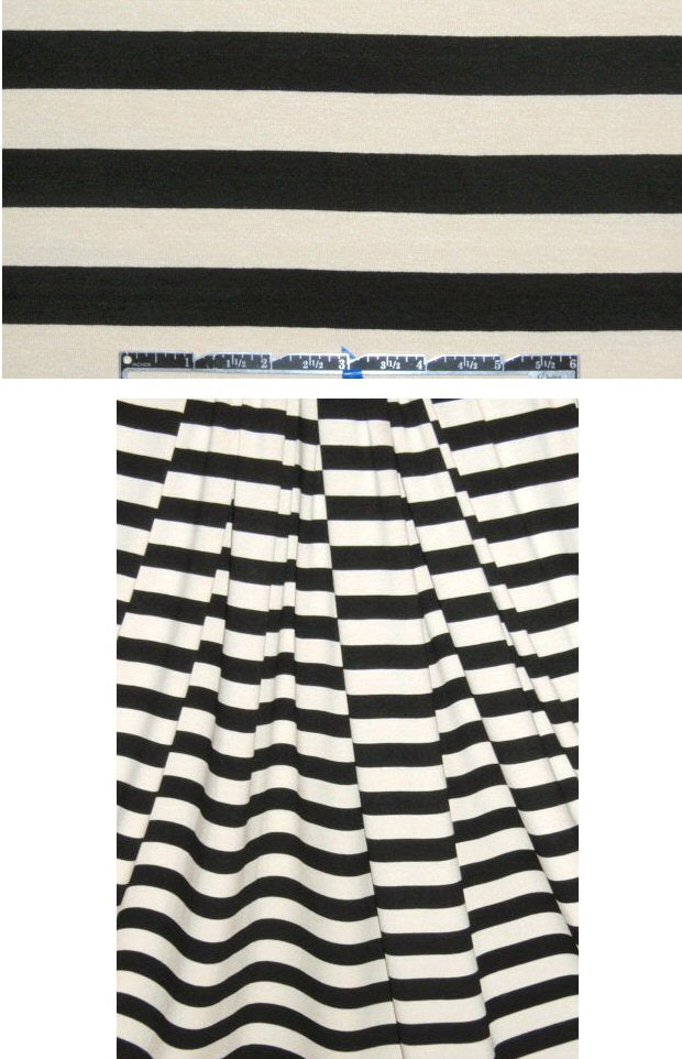 CA designer black/bone stripe rayon/lycra knit
