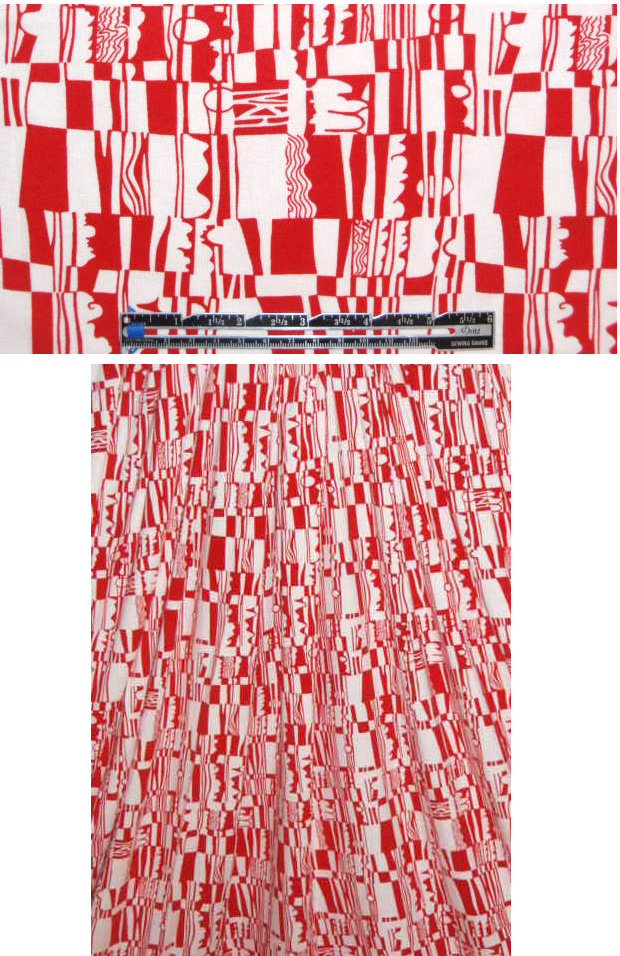 CA designer red/white graphic rayon/lycra knit