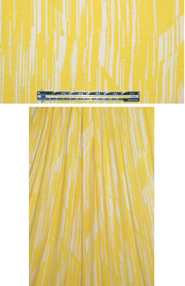 Cadena lemon/natural woodcut rayon/lycra knit