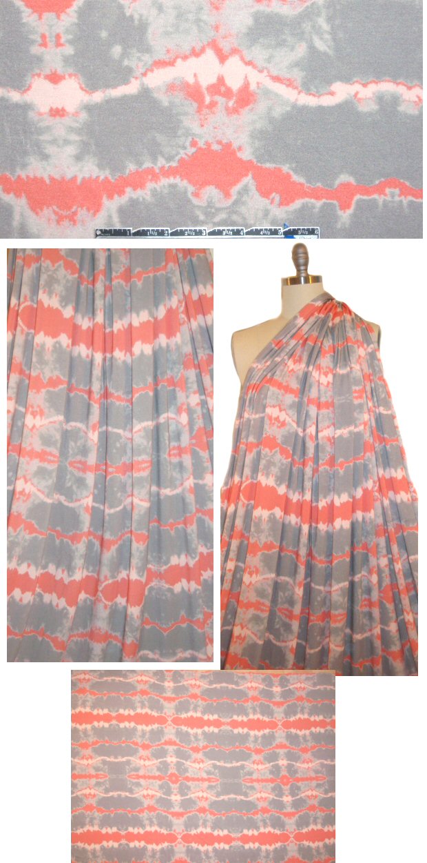 CA designer coral/gray batik digital knit