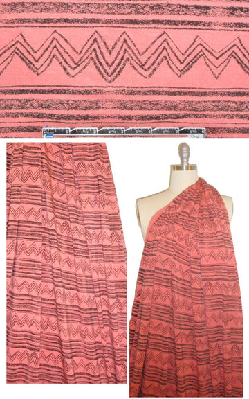 CA designer coral/black zig-stripe rayon/lycra knit