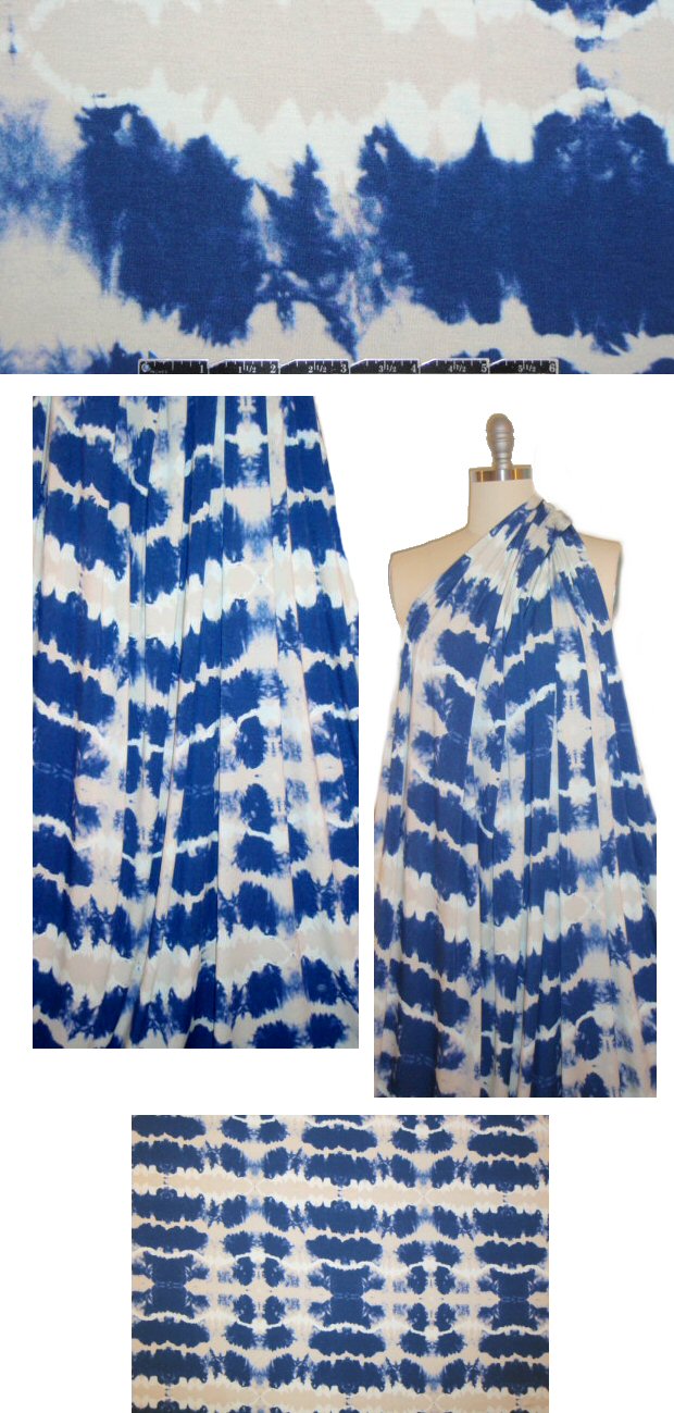CA designer viscose/spandex jersey - rorschach blues 1.375 yds