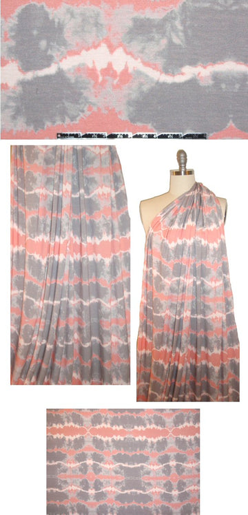 CA designer coral/gray batik digital knit