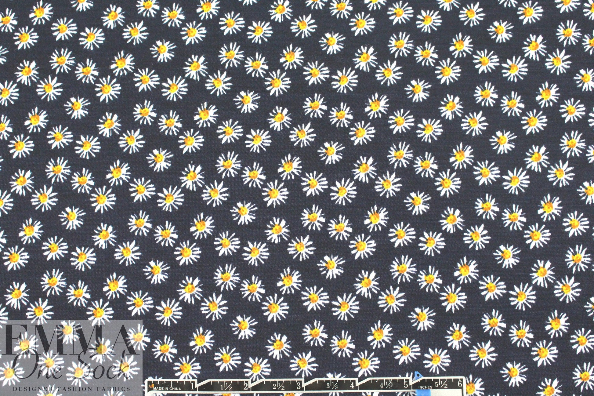 CA designer midnight daisies rayon/spandex knit 2 yds