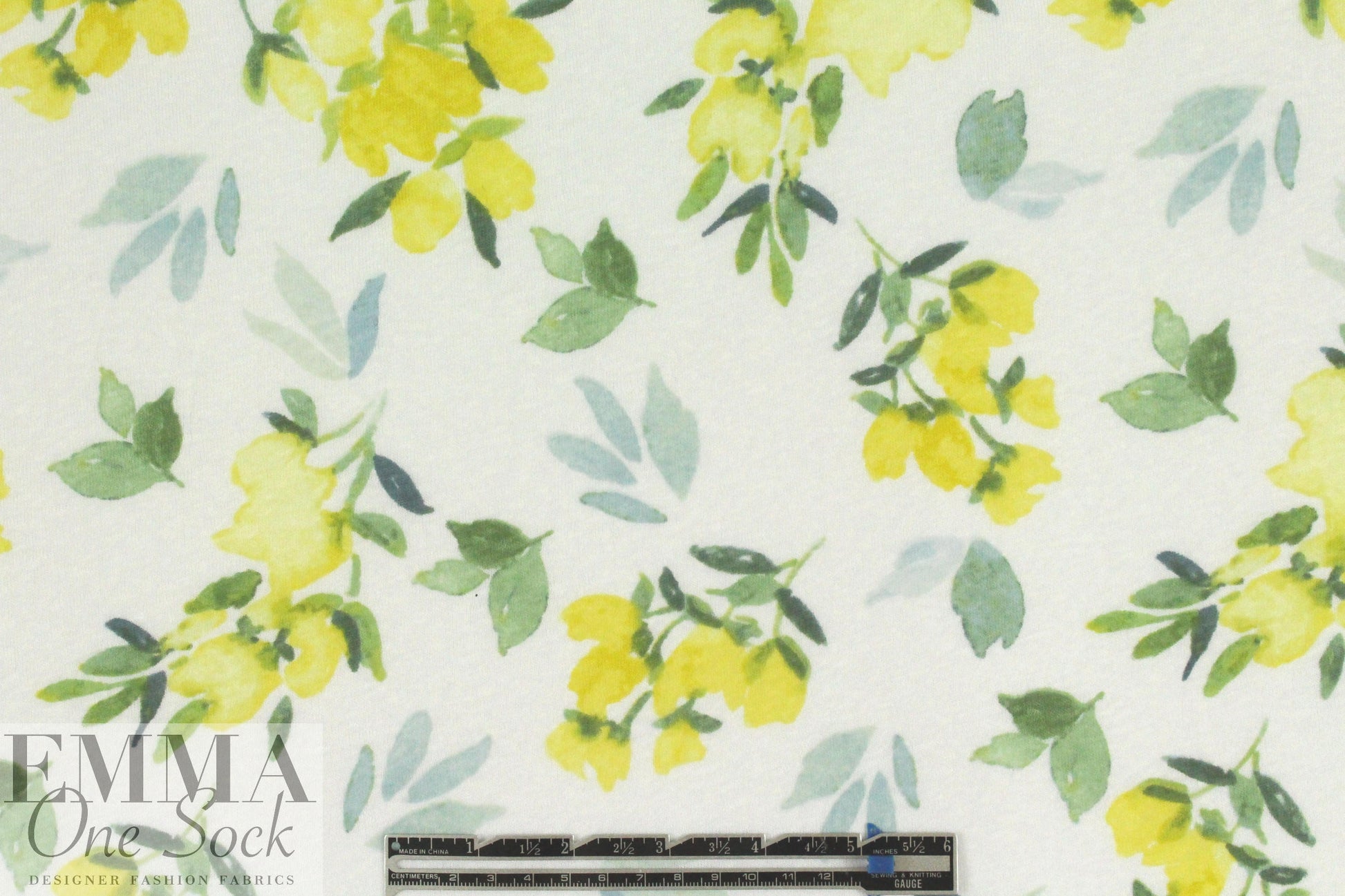 CA designer lemon floral poly/cotton knit