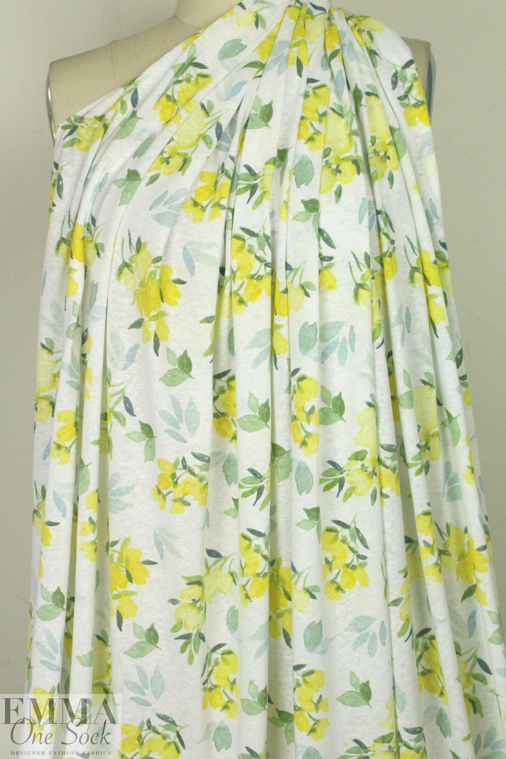 CA designer lemon floral poly/cotton knit