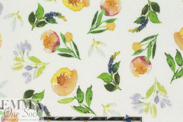 CA designer peach floral poly/cotton knit