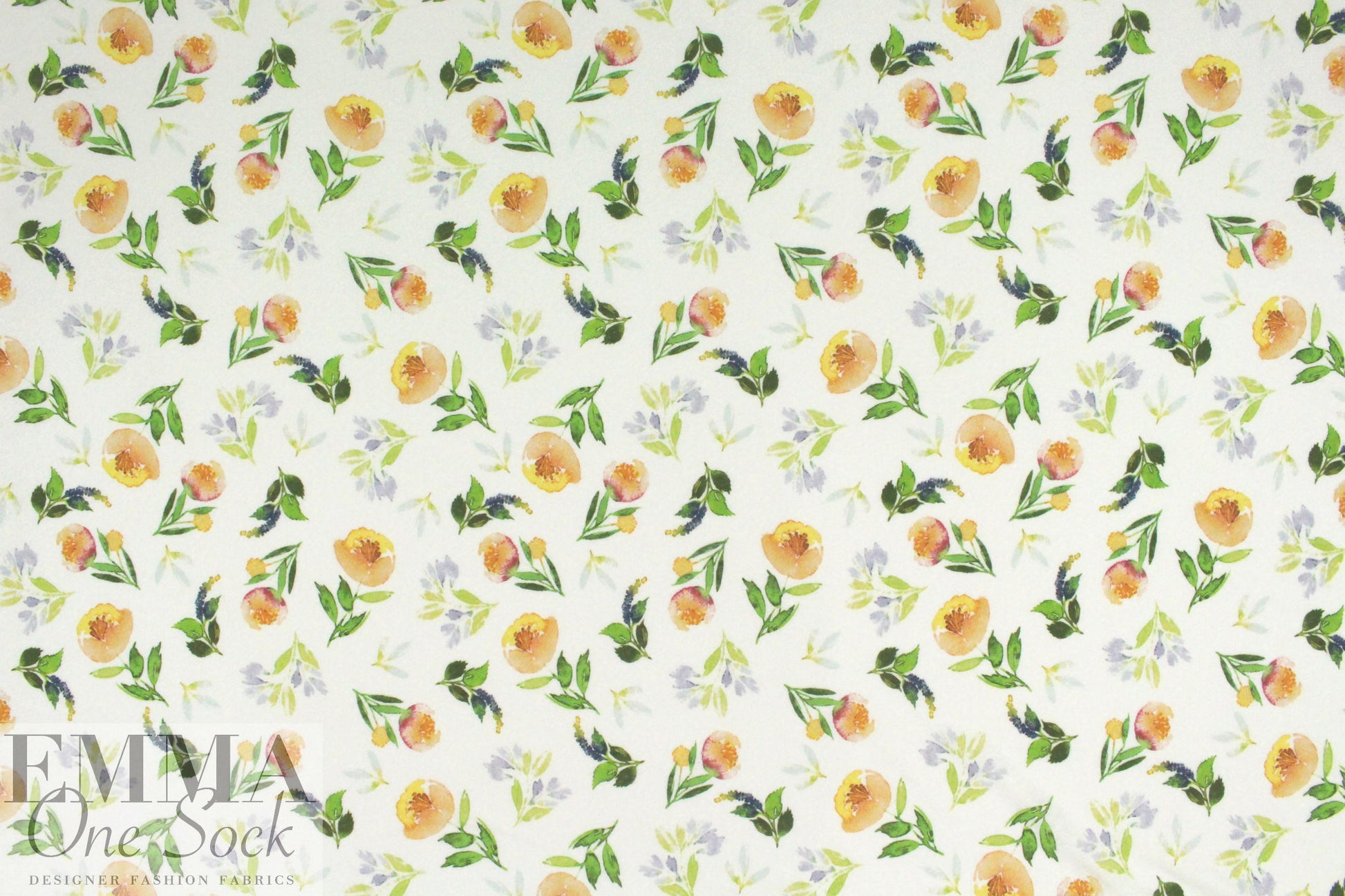 CA designer peach floral poly/cotton knit