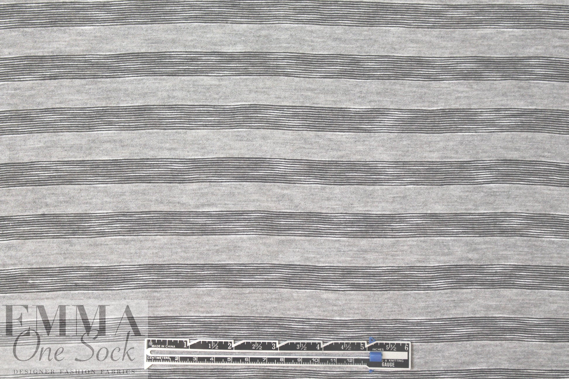Italian featherweight jersey stripe - gray/black/white 1.66 yd