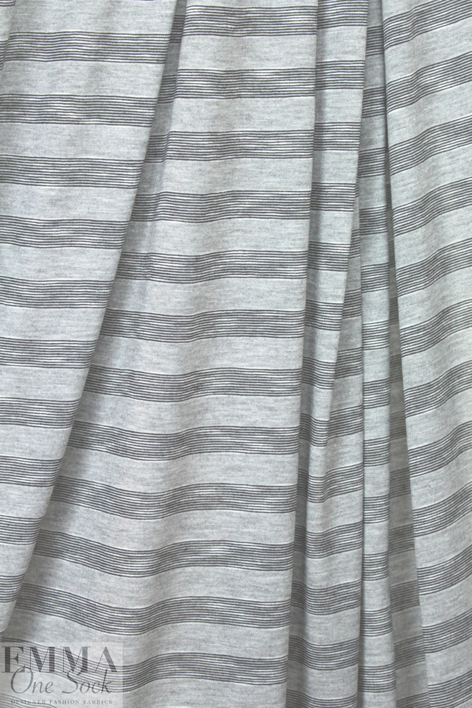 Italian featherweight jersey stripe - gray/black/white 2.5 yd