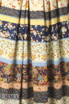 French digital viscose knit - vintage floral stripe 1 yard