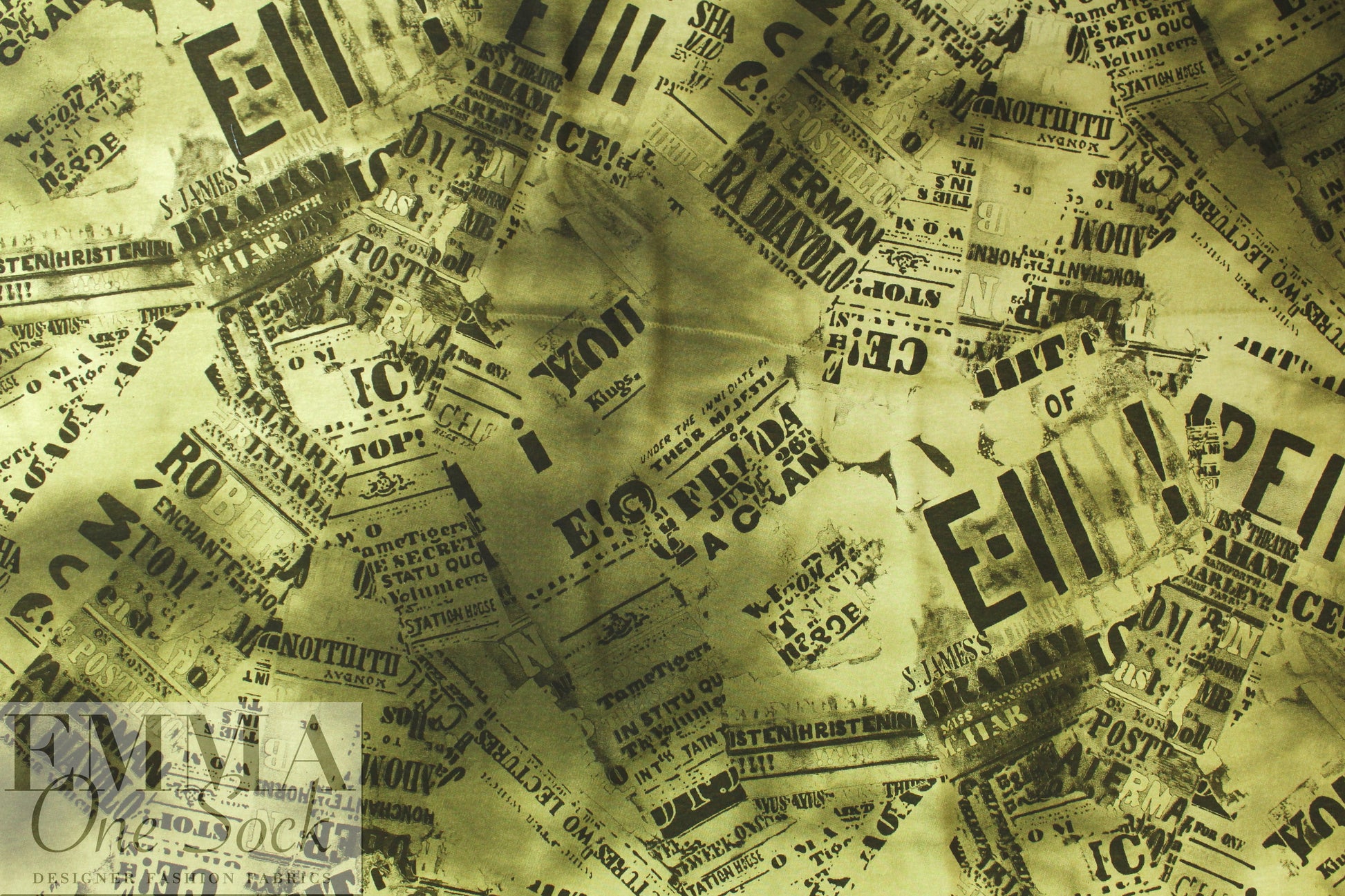 French digital viscose knit - playbill montage