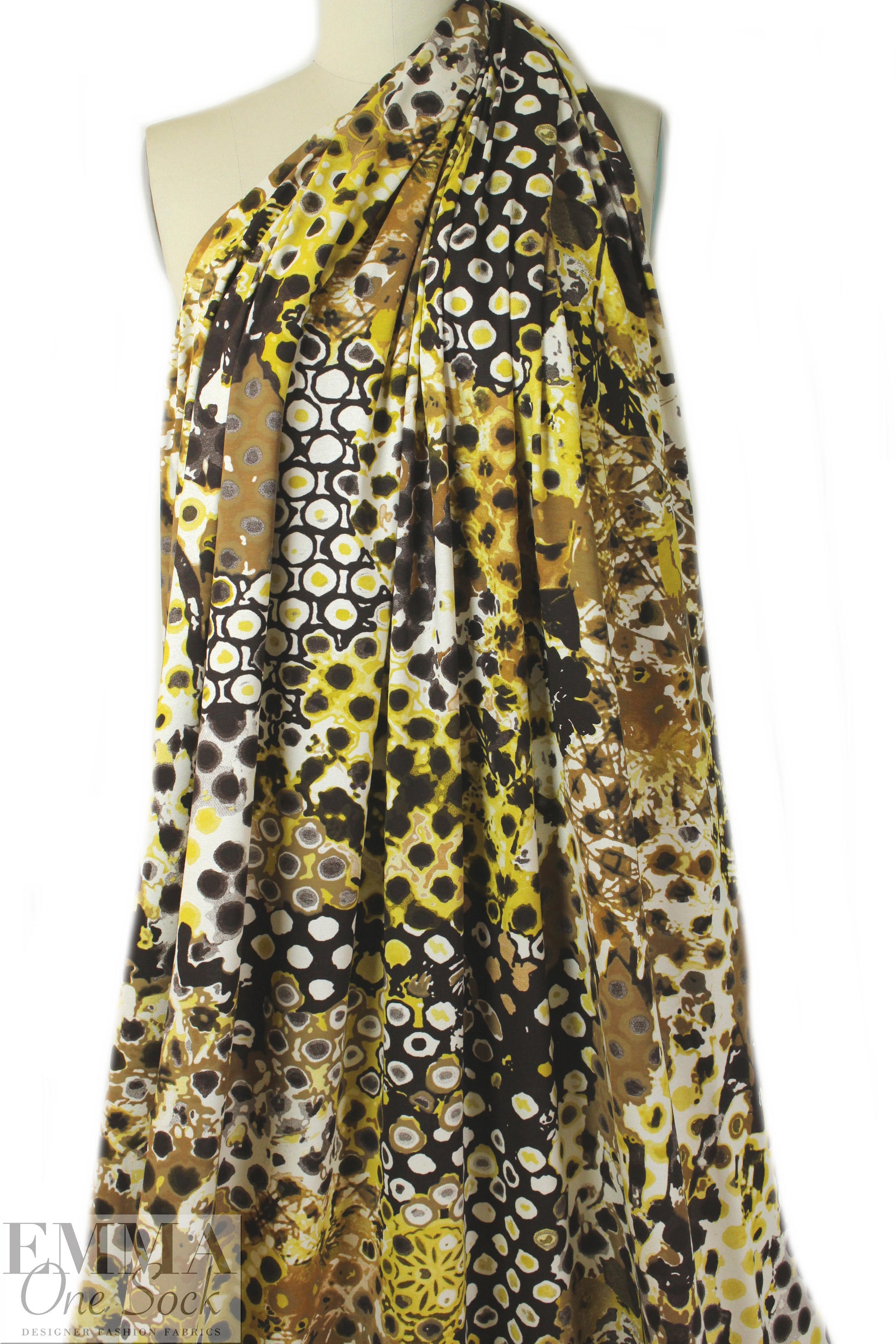 French digital viscose knit - cellular patchwork