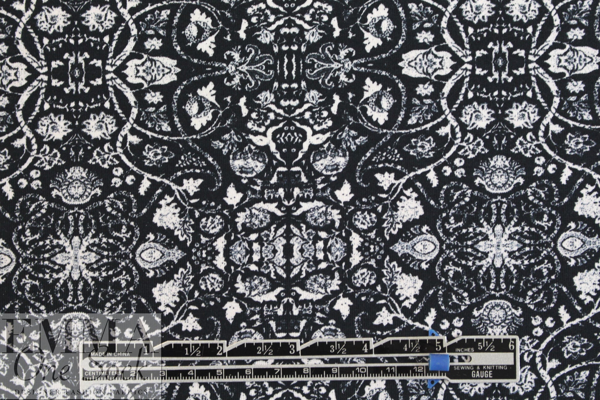 French digital viscose 4-way knit - intricate design 1 yard