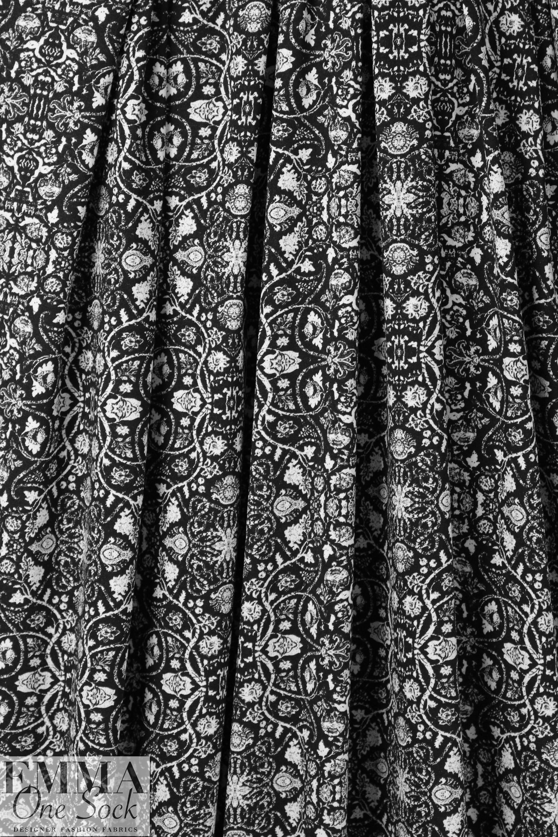 French digital viscose 4-way knit - intricate design 1.25 yds