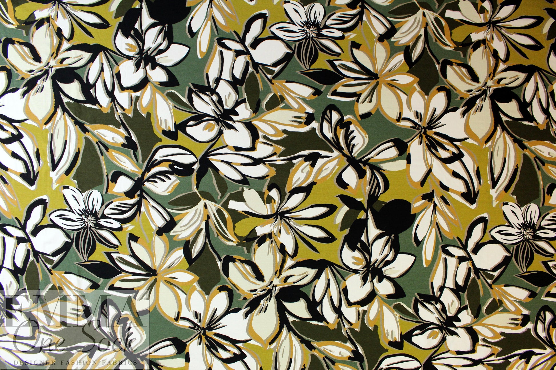 Italian digital viscose knit - stylized garden 1.875 yd