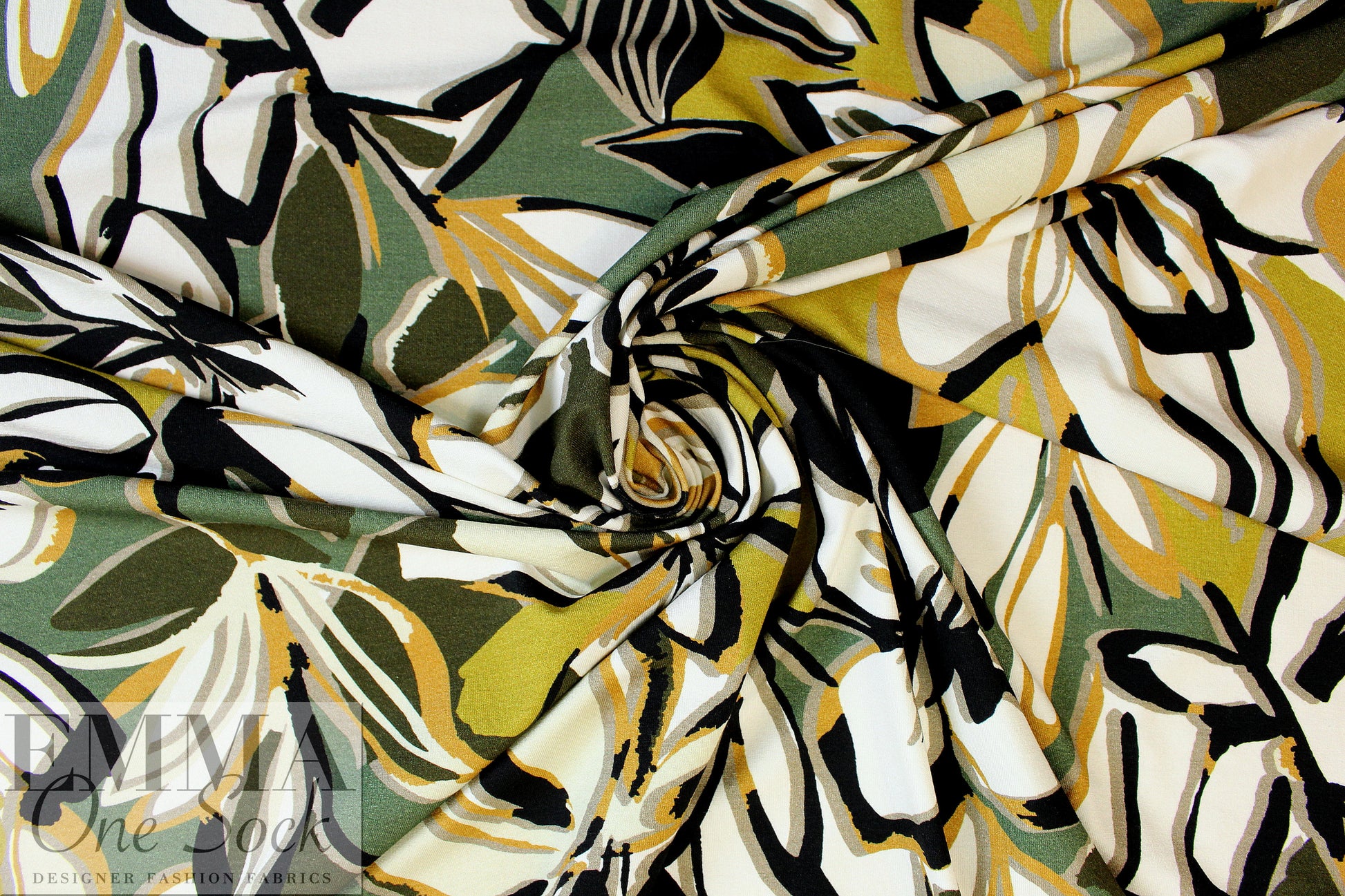 Italian digital viscose knit - stylized garden 1.375 yd