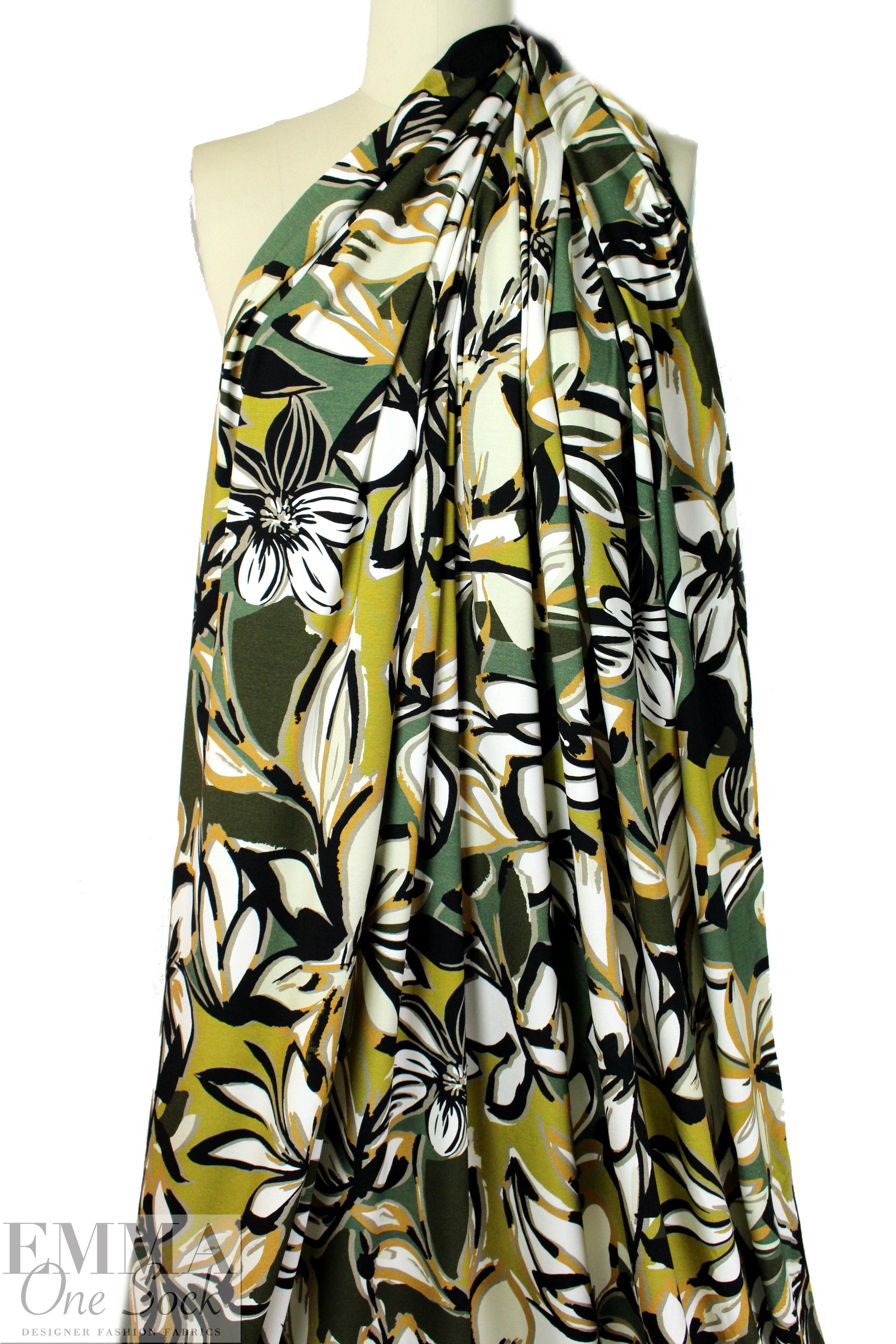 Italian digital viscose knit - stylized garden