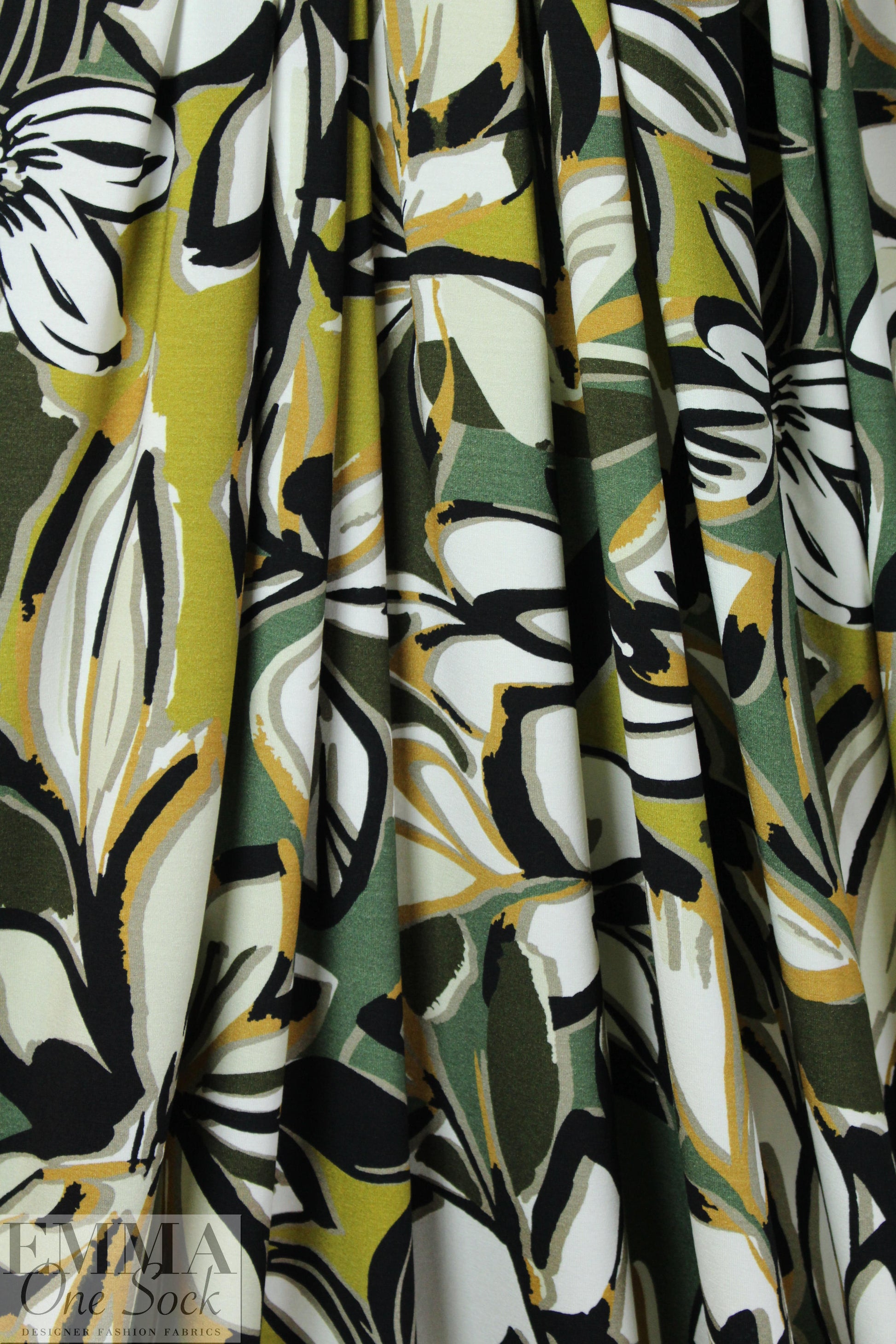 Italian digital viscose knit - stylized garden