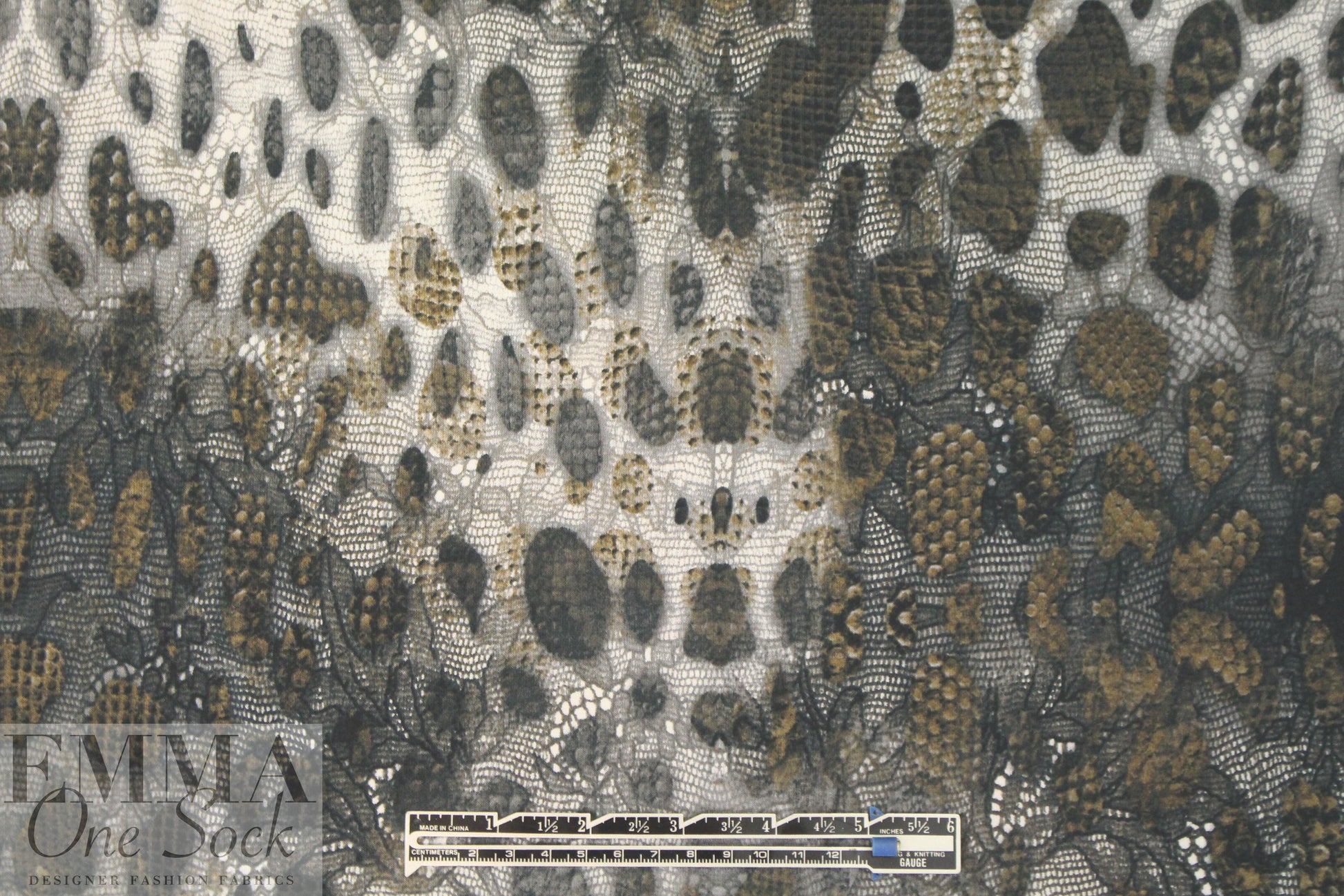 Italian digital viscose knit - earthtones cellular abstract .875 yds