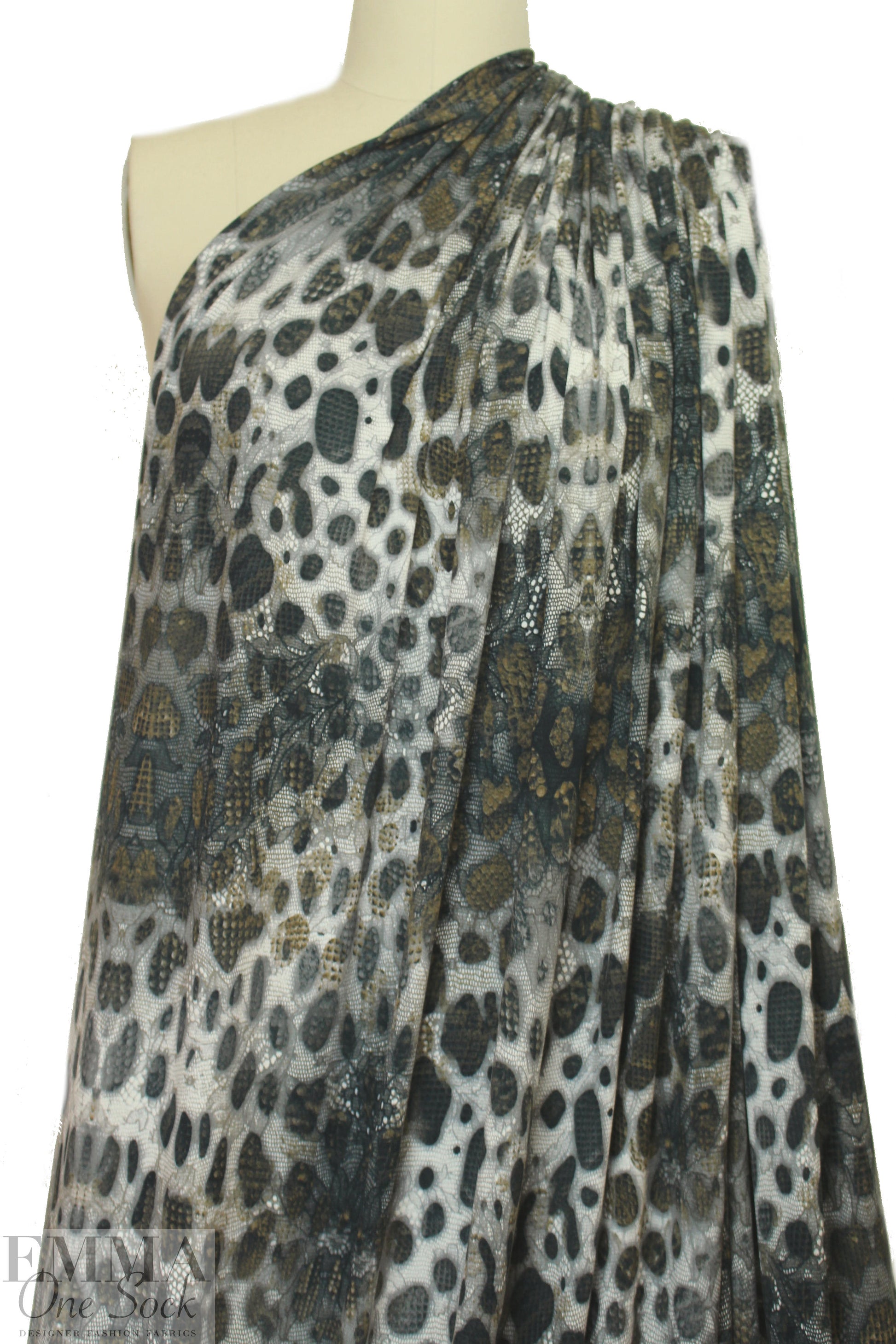 Italian digital viscose knit - earthtones cellular abstract
