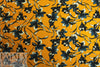 Italian digital viscose knit - butterscotch/bluesteel floral .875 yds