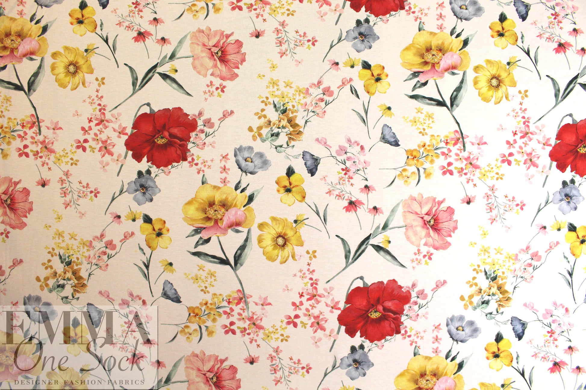 Italian digital viscose knit - flower shower 1.5 yd