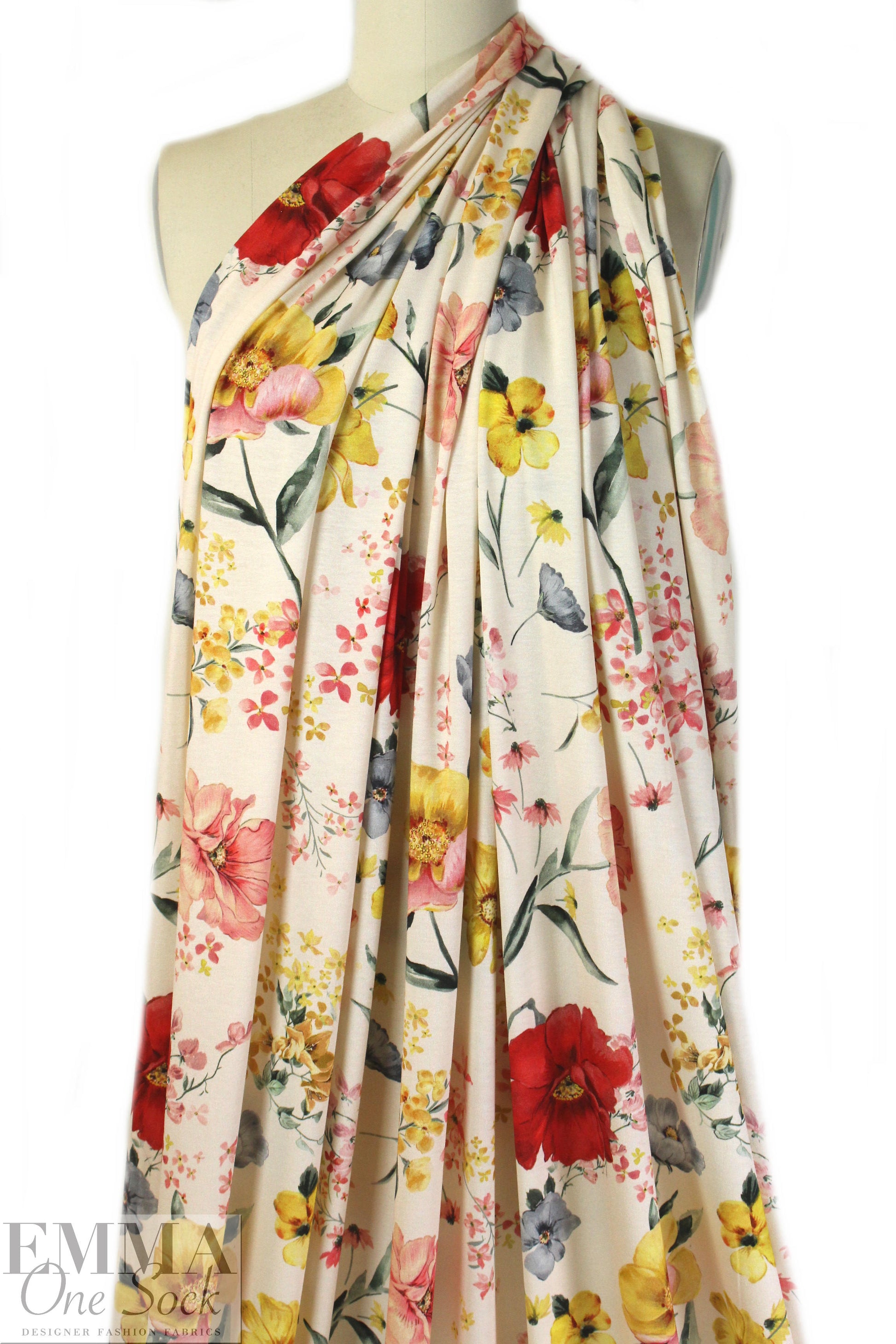 Italian digital viscose knit - flower shower