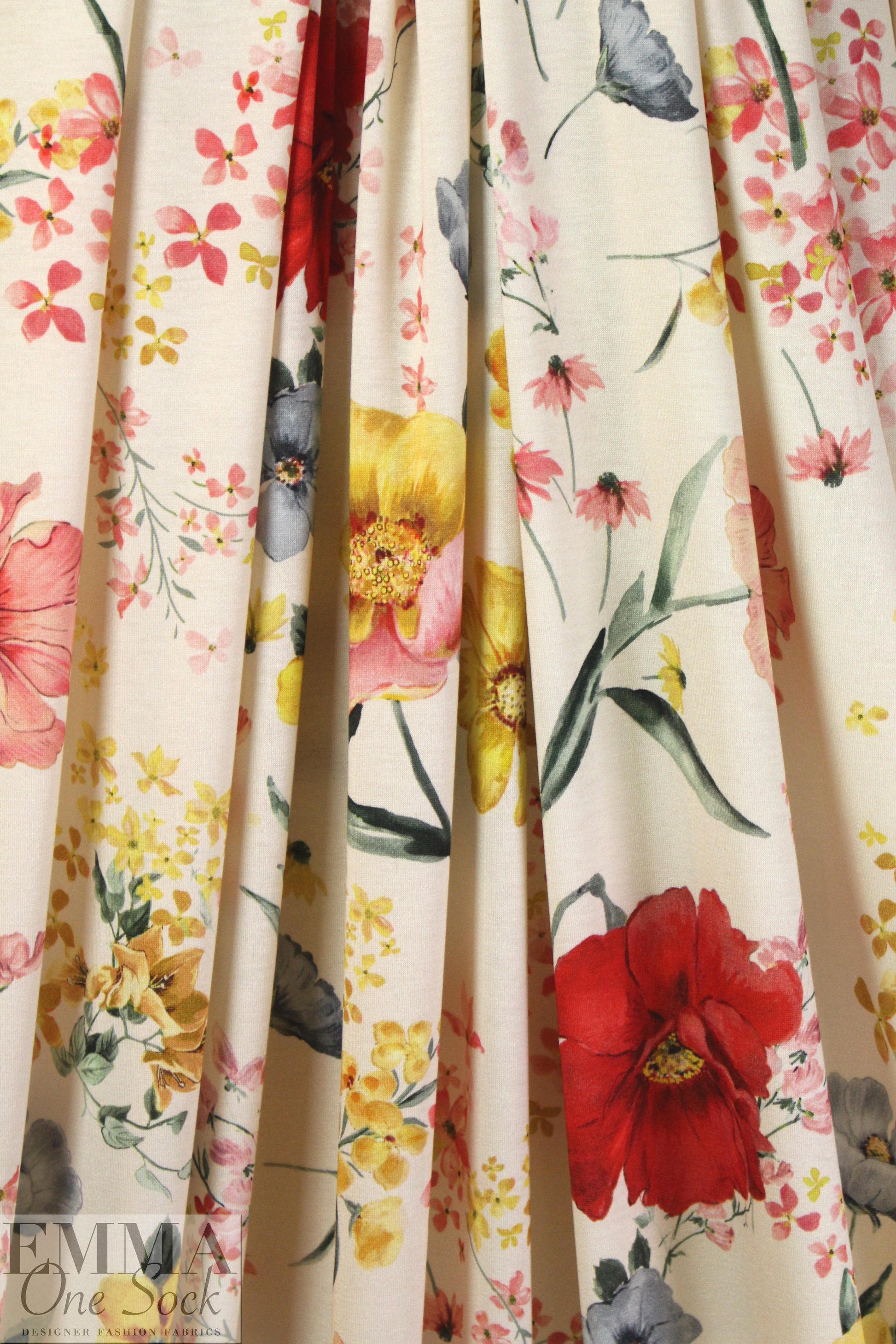 Italian digital viscose knit - flower shower 1.5 yd