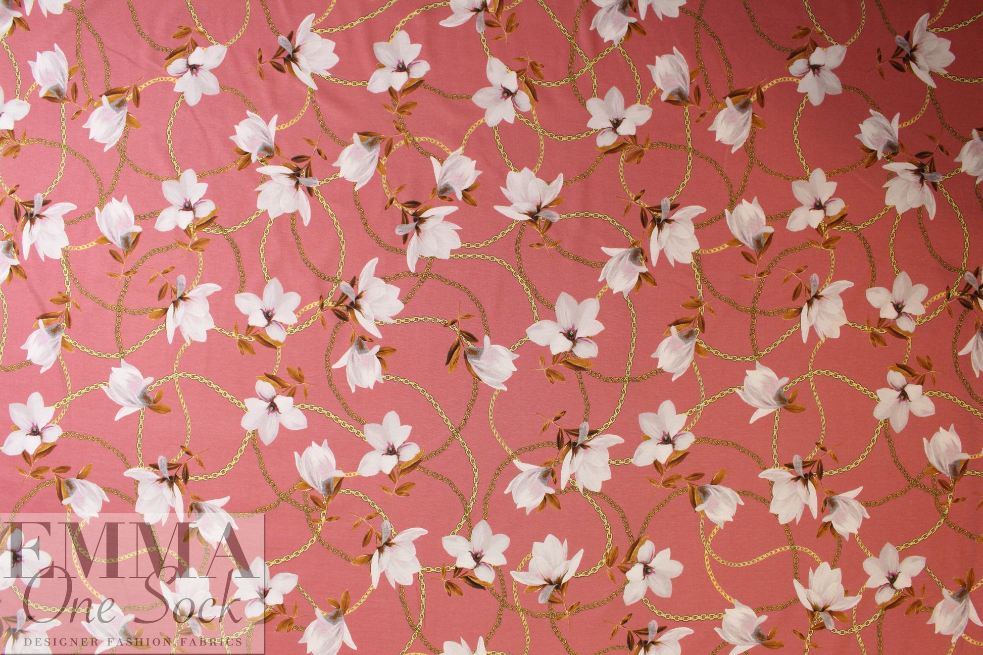 Italian digital cotton/spandex knit - chains and blossoms