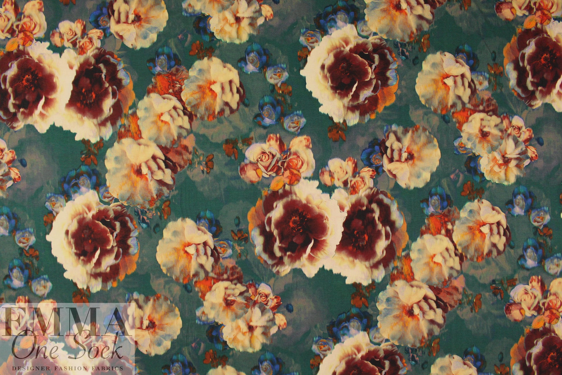 Italian digital viscose knit - painterly autumn rose