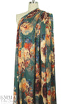 Italian digital viscose knit - painterly autumn rose