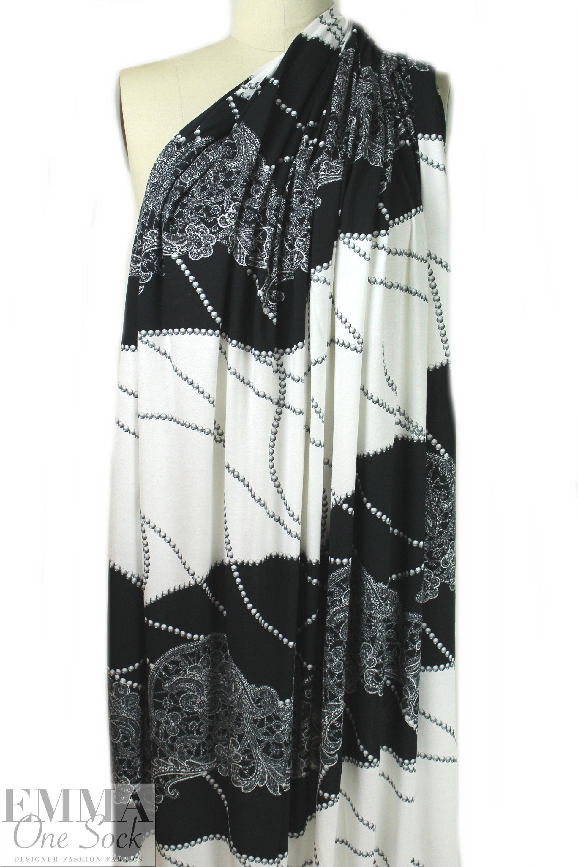 French pearls and lace viscose/spandex knit