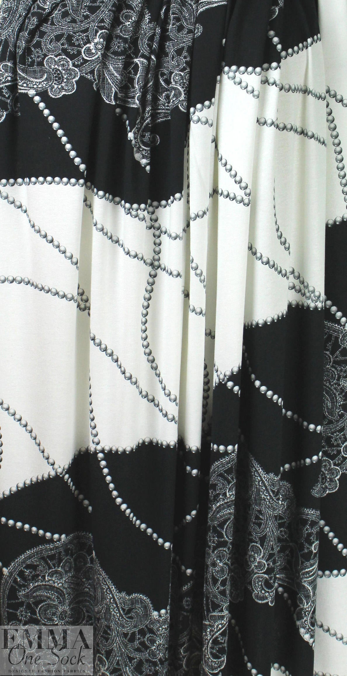 French pearls and lace viscose/spandex knit .625 yds