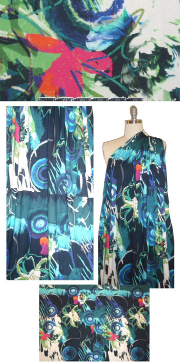 Italian abstract graphic panel print visc/lycra knit